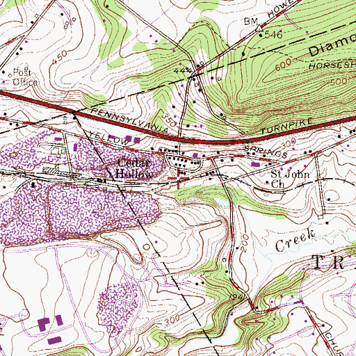 Topographic Map of Cedar Hollow, PA