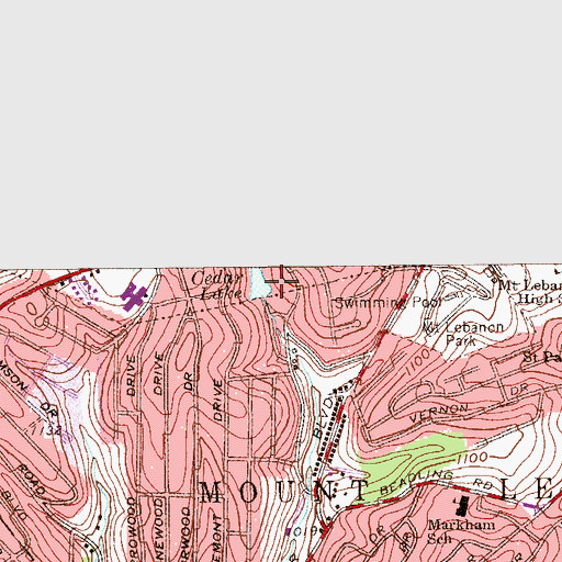 Topographic Map of Cedar Lake, PA