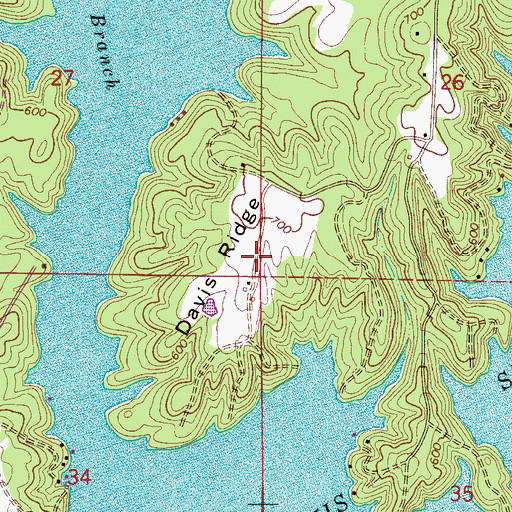 Topographic Map of Davis Ridge, AL