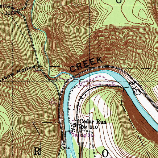 Topographic Map of Cedar Run, PA