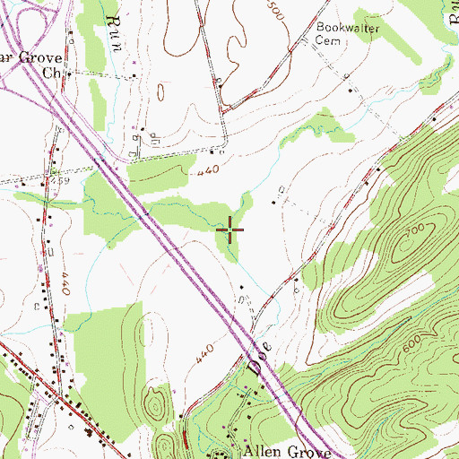 Topographic Map of Cedar Spring Run, PA