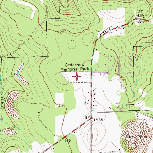 Topographic Map of Cedarview Memorial Park, PA