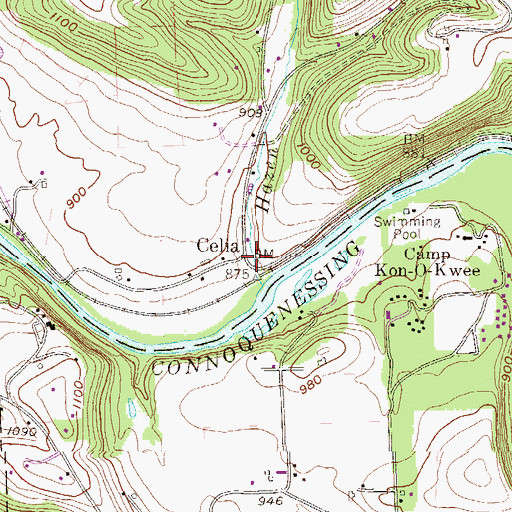 Topographic Map of Celia, PA