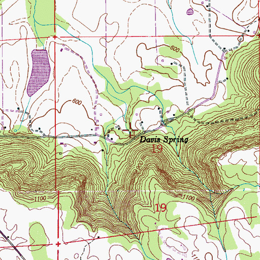 Topographic Map of Davis Spring, AL
