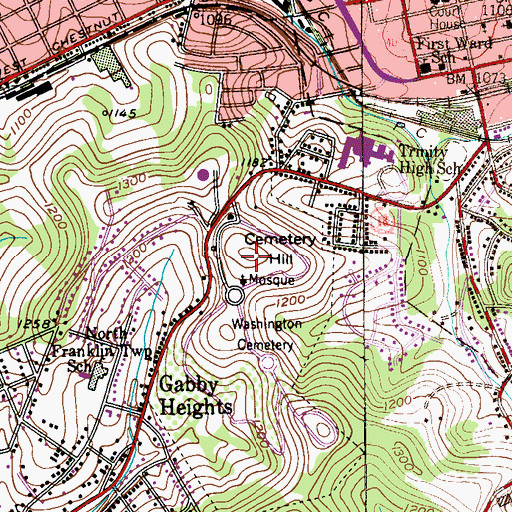 Topographic Map of Cemetery Hill, PA