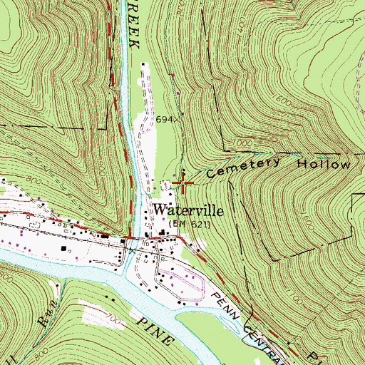 Topographic Map of Cemetery Hollow, PA