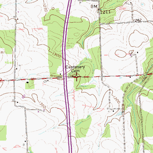 Topographic Map of Centenary Cemetery, PA