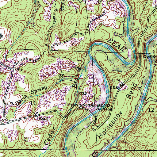 Topographic Map of Davis Spring Branch, AL