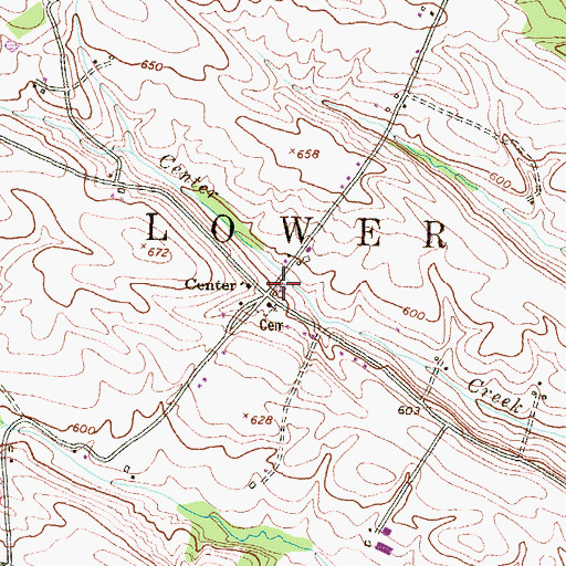 Topographic Map of Center, PA