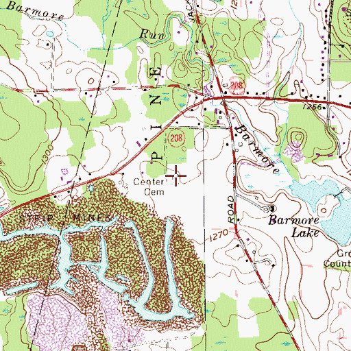 Topographic Map of Center Cemetery, PA
