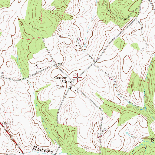 Topographic Map of Center Church, PA