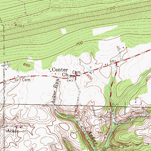 Topographic Map of Center Church, PA