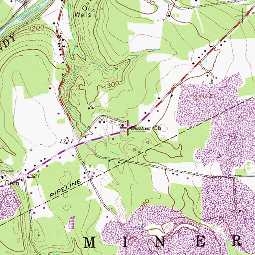 Topographic Map of Center Church, PA