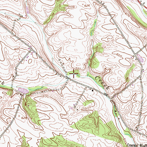 Topographic Map of Center Creek, PA