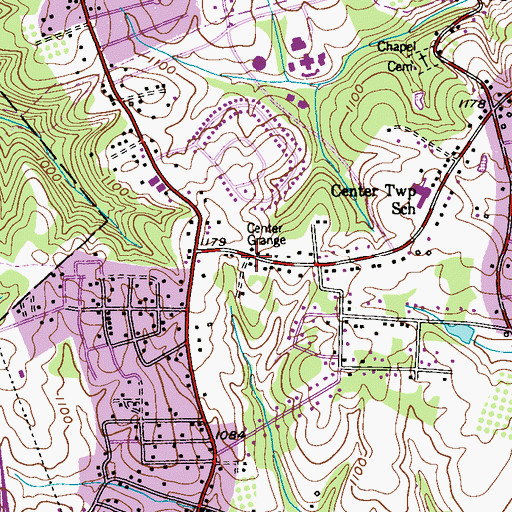 Topographic Map of Center Grange, PA