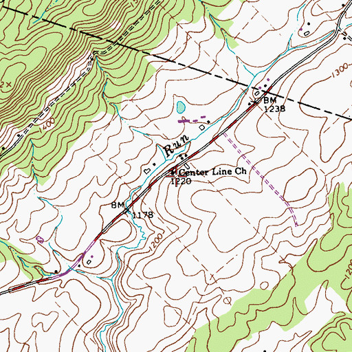 Topographic Map of Center Line Church, PA