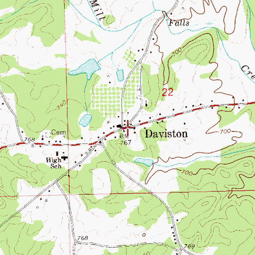 Topographic Map of Daviston, AL