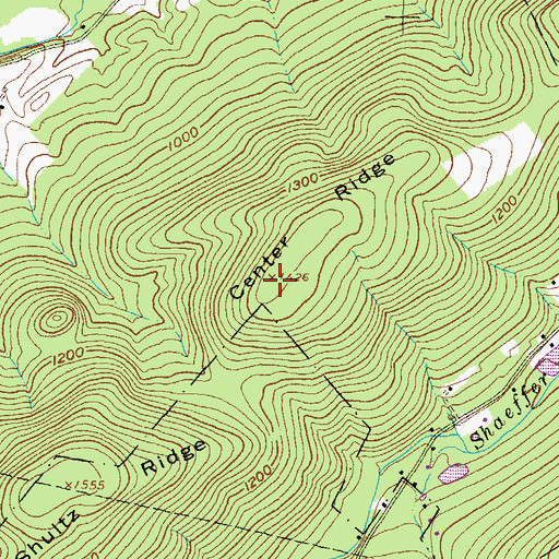 Topographic Map of Center Ridge, PA