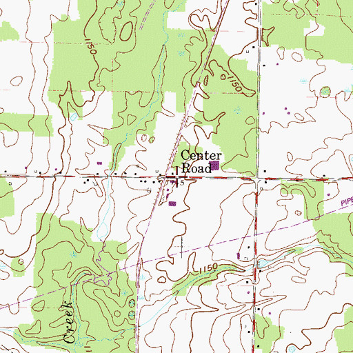 Topographic Map of Center Road, PA