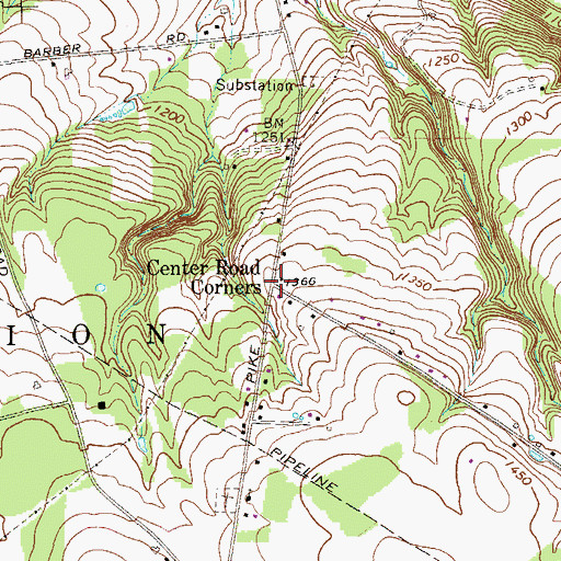 Topographic Map of Center Road Corners, PA