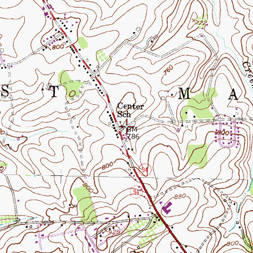 Topographic Map of Center School, PA