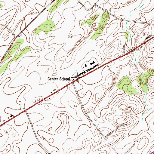Topographic Map of Center School, PA