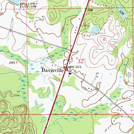 Topographic Map of Davisville, AL
