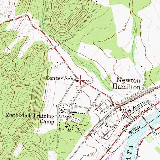 Topographic Map of Center School, PA