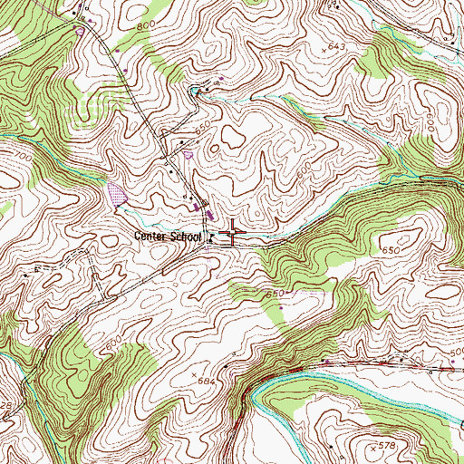 Topographic Map of Center School, PA