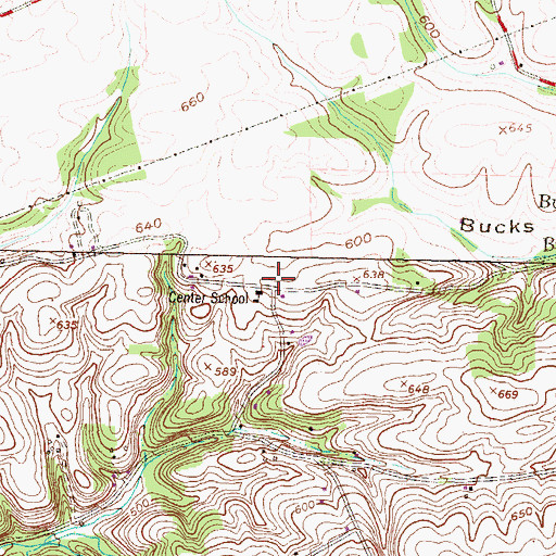 Topographic Map of Center School, PA
