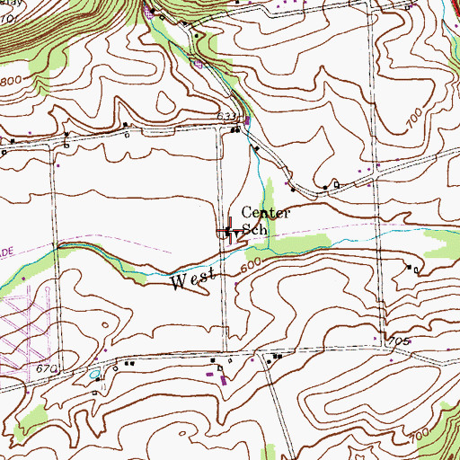 Topographic Map of Center School, PA