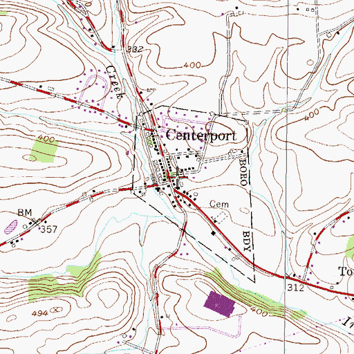 Topographic Map of Centerport, PA
