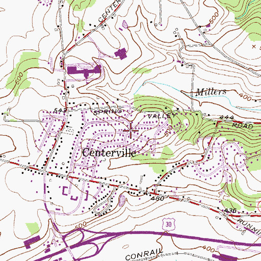 Topographic Map of Centerville, PA