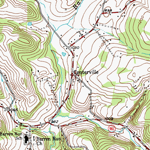 Topographic Map of Centerville, PA