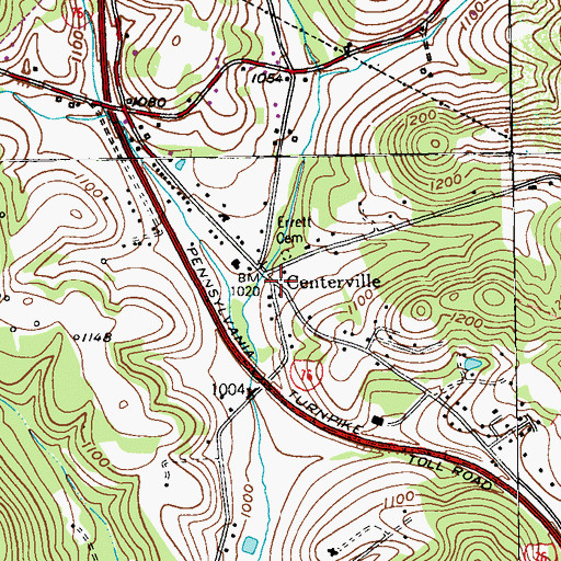 Topographic Map of Centerville, PA