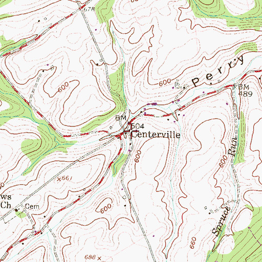 Topographic Map of Centerville, PA