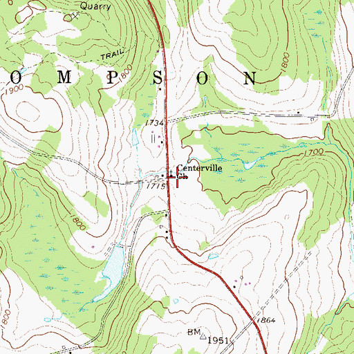 Topographic Map of Centerville Church, PA