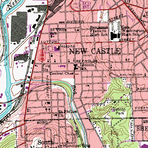 Topographic Map of Central Church, PA