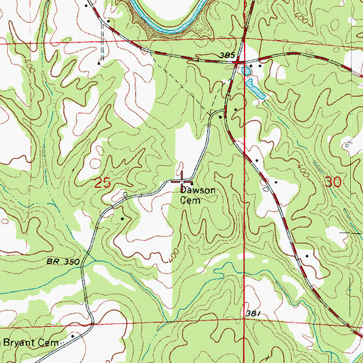 Topographic Map of Dawson Cemetery, AL