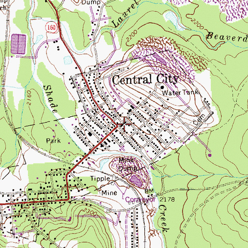 Topographic Map of Central City, PA