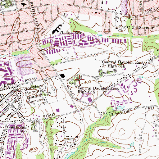 Topographic Map of Central Dauphin East High School, PA
