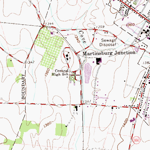Topographic Map of Central High School, PA
