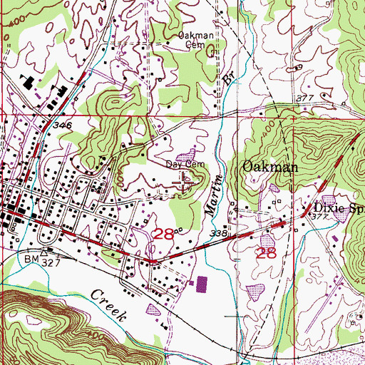 Topographic Map of Day Cemetery, AL