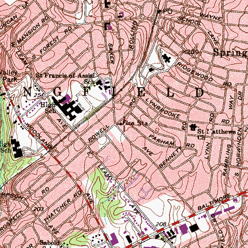 Topographic Map of Central School, PA