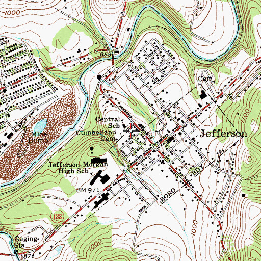 Topographic Map of Central School, PA