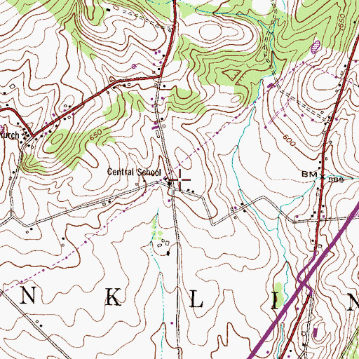 Topographic Map of Central School, PA