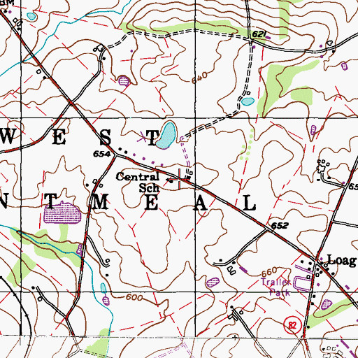 Topographic Map of Central School, PA