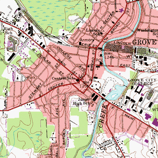 Topographic Map of Central School, PA