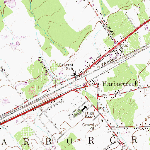 Topographic Map of Central School, PA