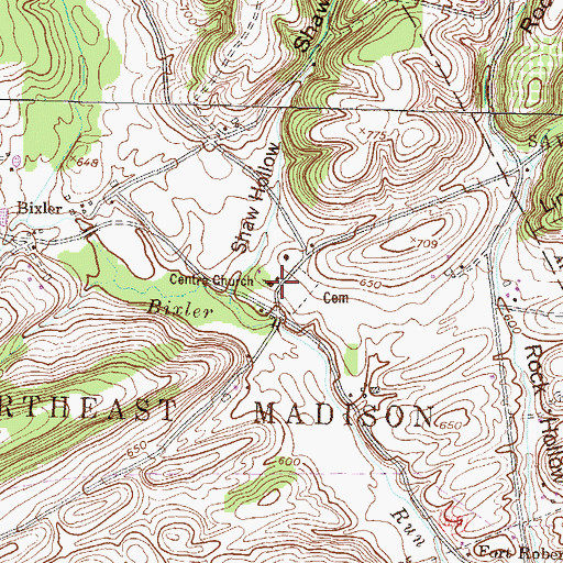 Topographic Map of Centre Church, PA